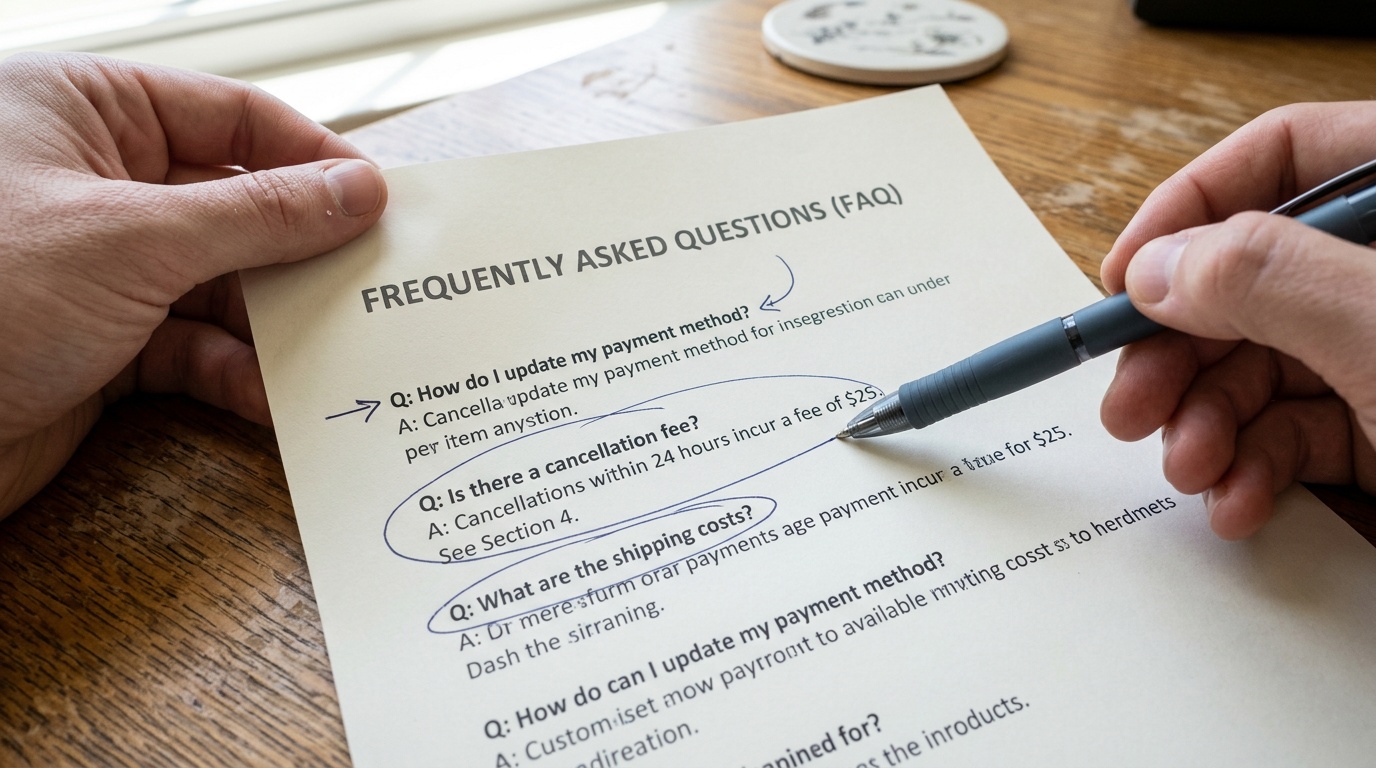Отпечатан FAQ лист с анотации на бюро